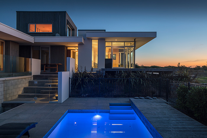 Waikanae House - Dusk Elevation From Pool. Wellington