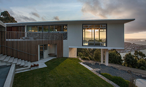 Clifton Hill House Perspective Across Garden. Christchurch architect