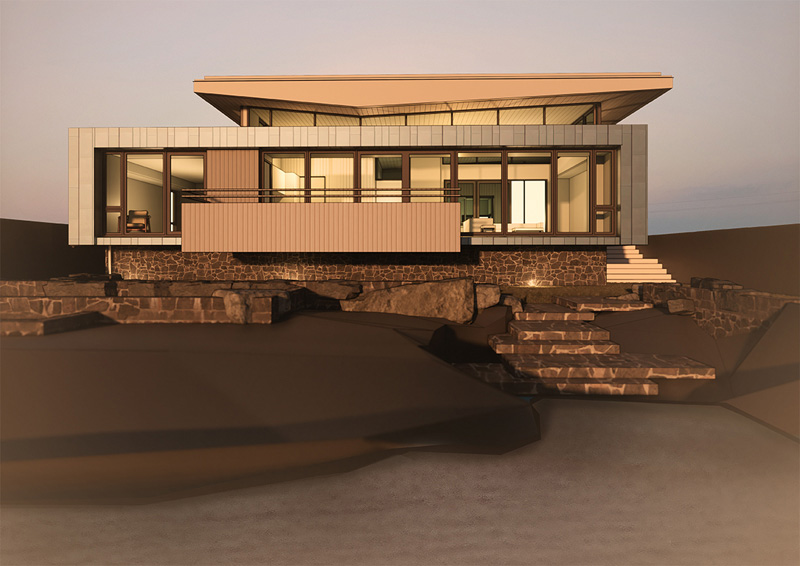 Recliffs New House design, 1942 East Elevation