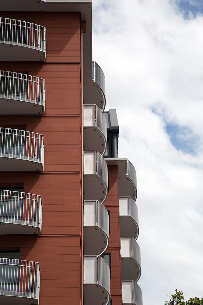 Gloucester side balconies. Christchurch architect