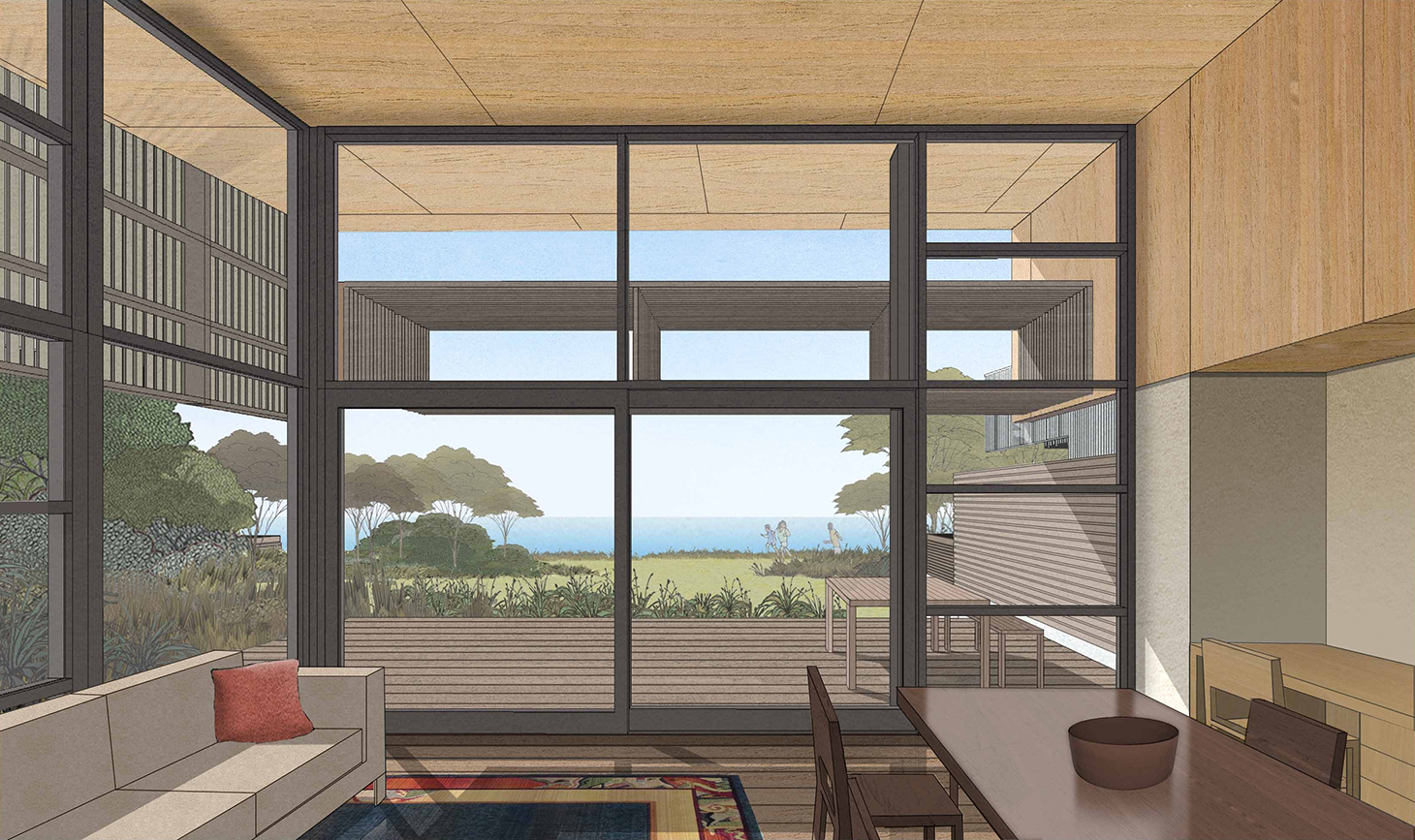 Marahau Beach Resort Interior Concept Render. Wellington architect