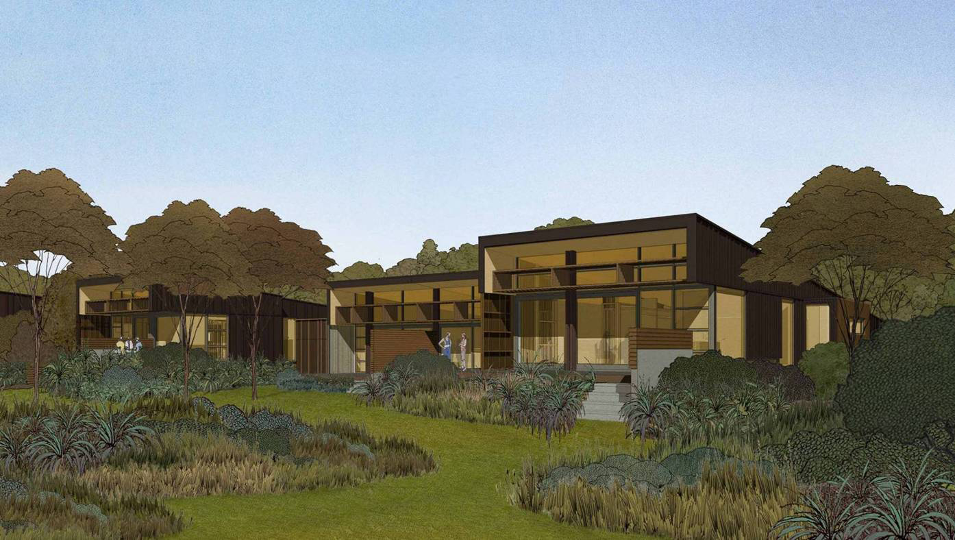 Marahau Beach Resort Concept Render. Wellington architect