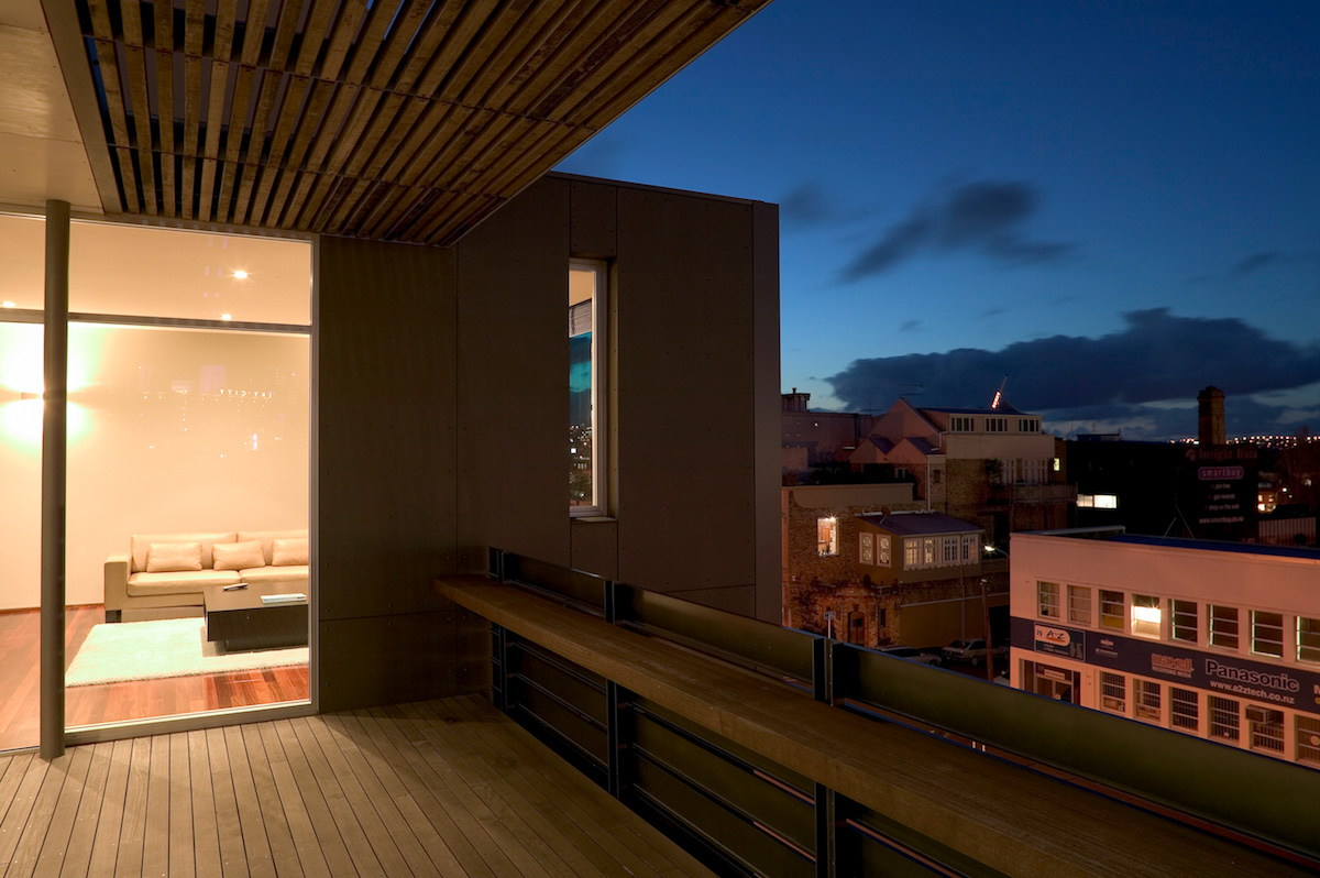 Sale Street Apartment - Night time Across Deck. Auckland
